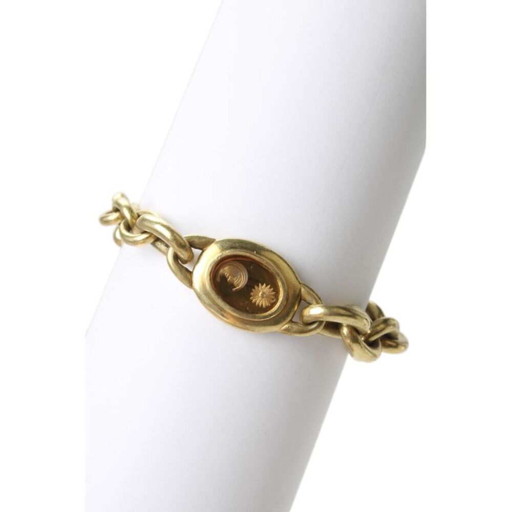 KIESELSTEIN-CORD Womens 18K Gold Toggle Bracelet Intaglio Moon Sun Crystal 95g